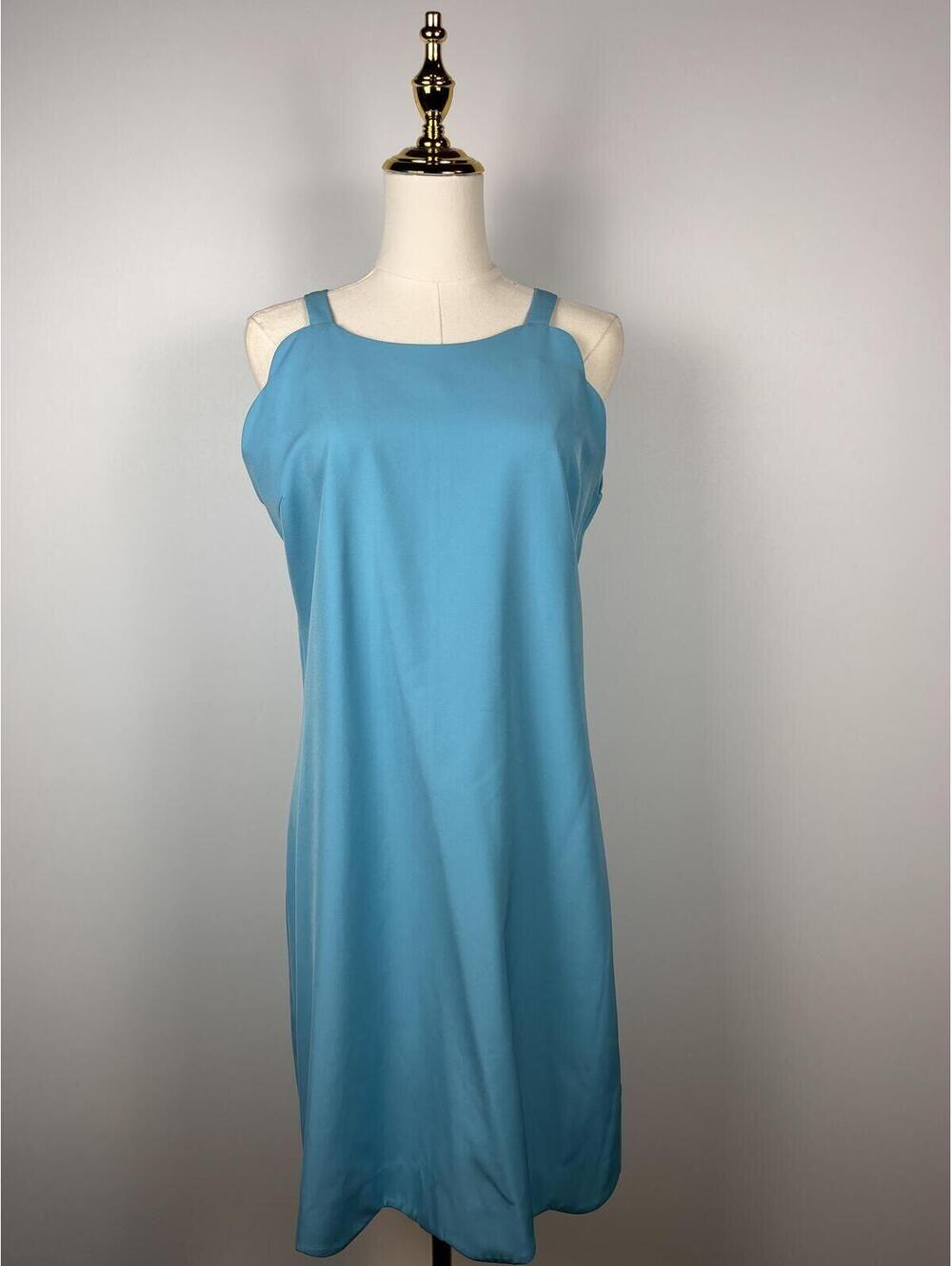 Sunsets & Sweet Tea Aqua Blue Slip Dress Size Medium Minimalist Midi Dress
